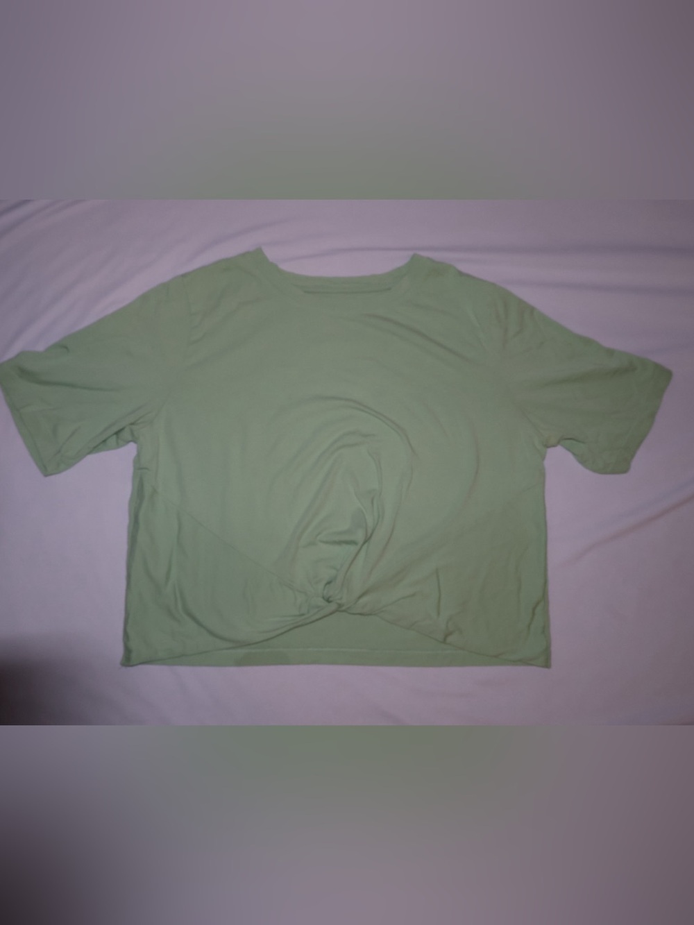 Women's Sage Green Crop Knot Front Tee